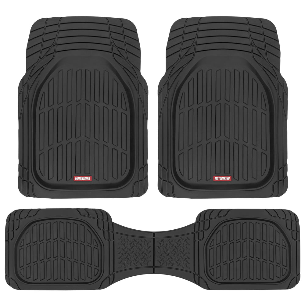 Motor Trend FlexTough front mats with deep dish catch spills and mud.