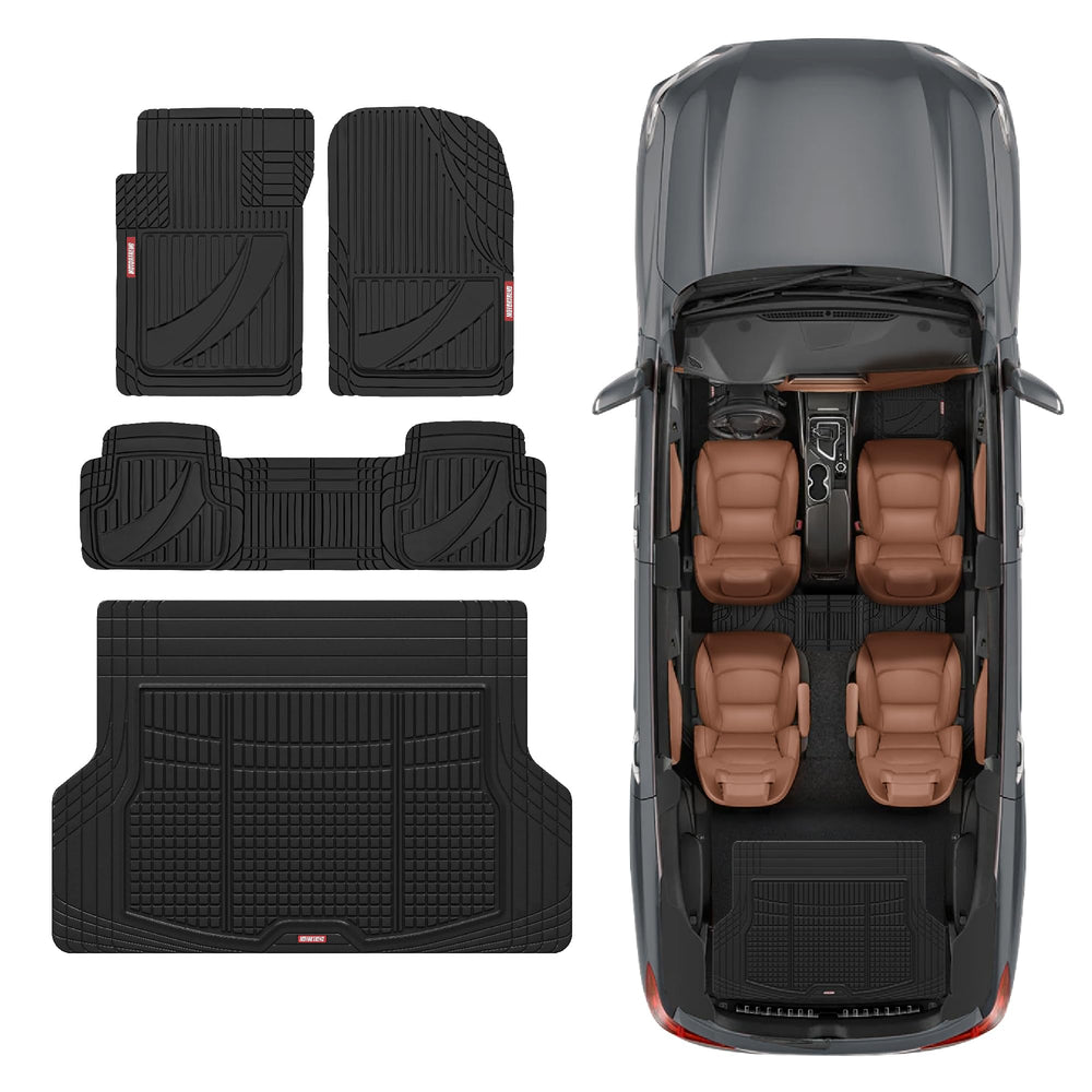 Motor Trend FlexTough rear floor mat protects rear carpets from debris and moisture.