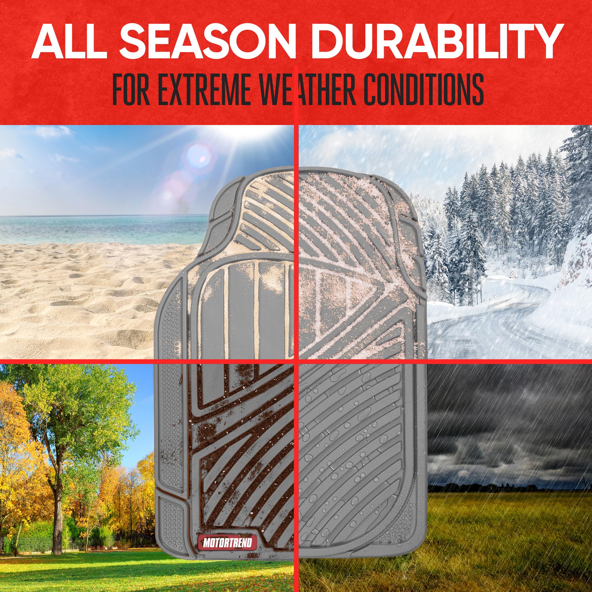 Motor Trend FlexTough rear mat demonstrates full-coverage for diverse interiors.