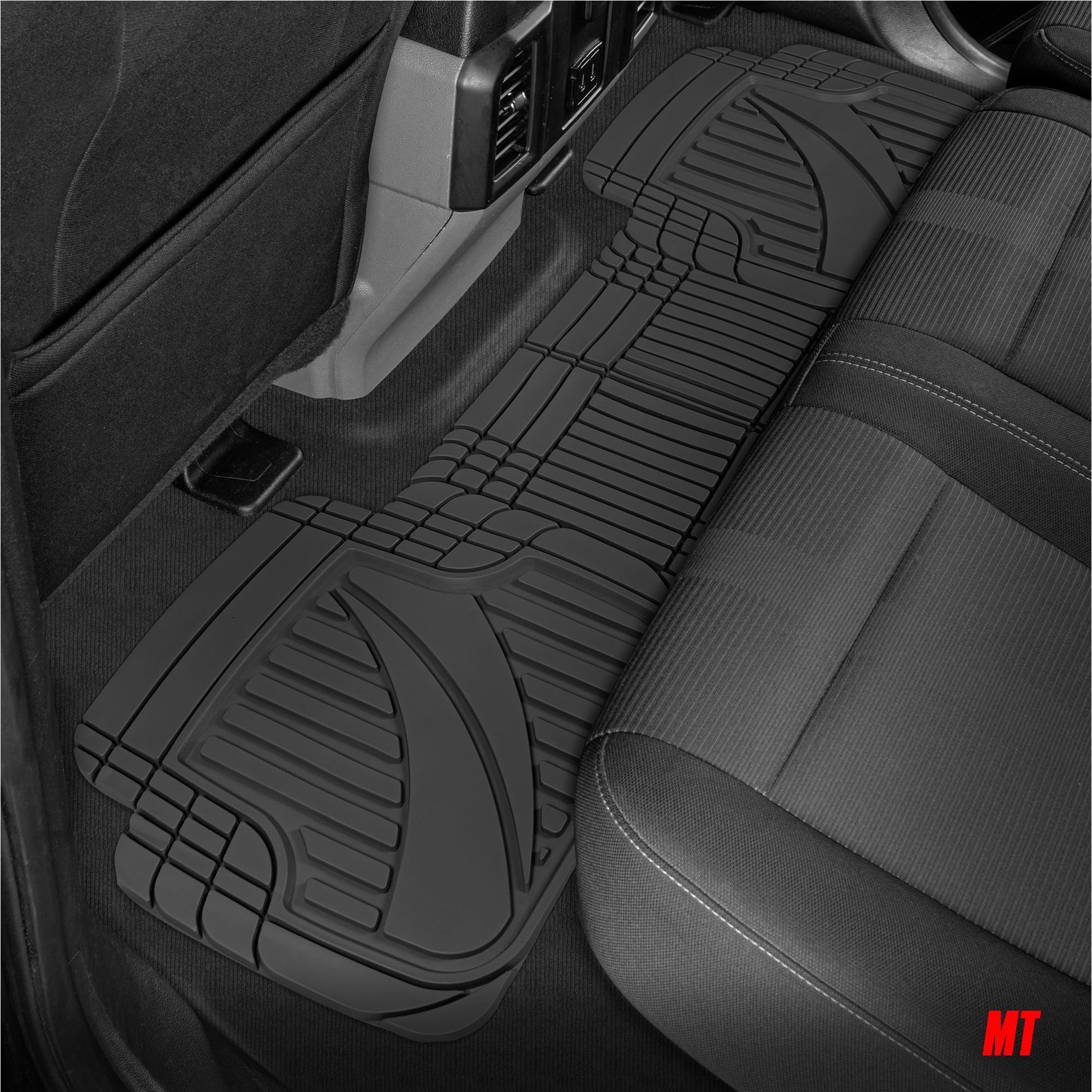 Motor Trend FlexTough universal fit guide helps tailor mats to most cars.