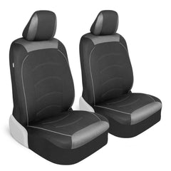 Motor Trend front seat covers in black cloth protect against spills and daily wear.