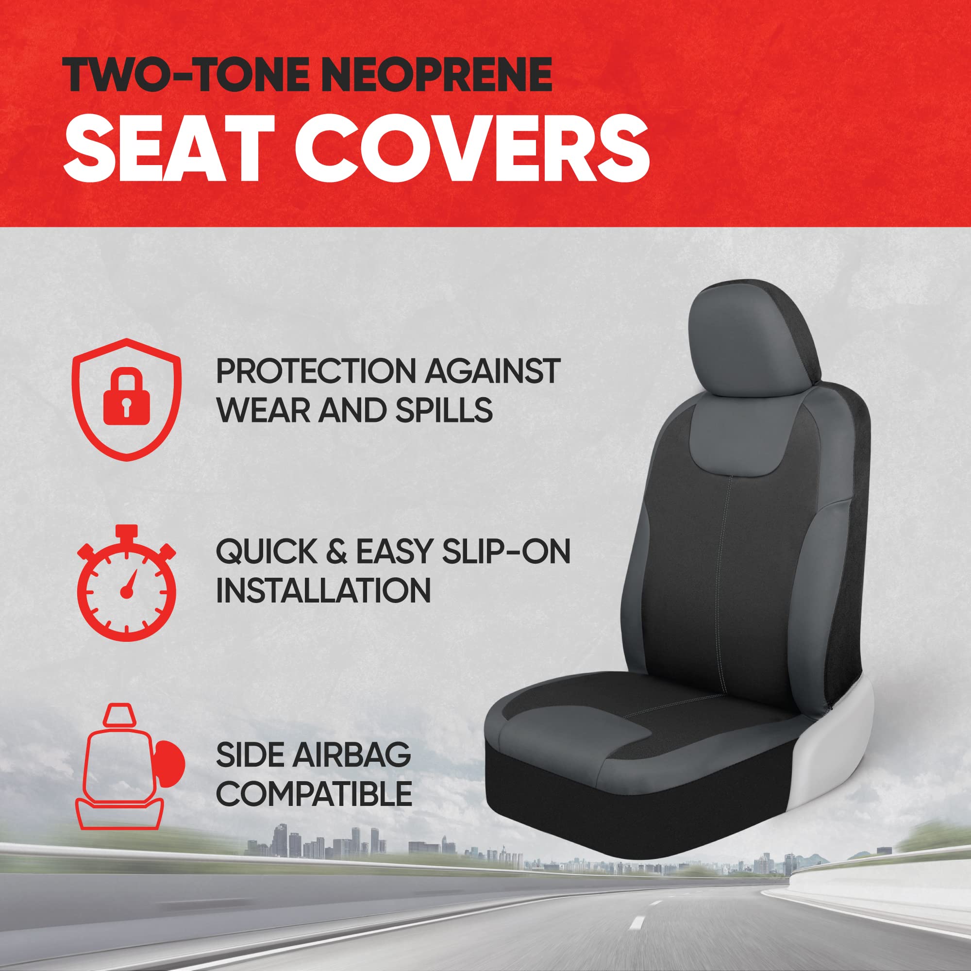 Motor Trend removable headrest seat cover for quick, flexible setup.
