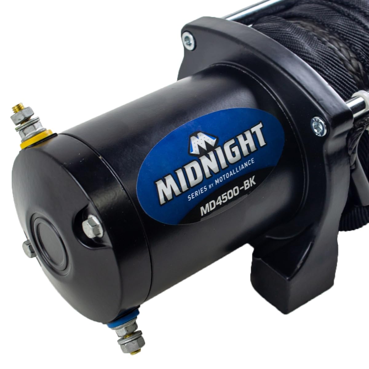 MotoAlliance Viper Midnight 4500lb winch with 50-foot synthetic rope.