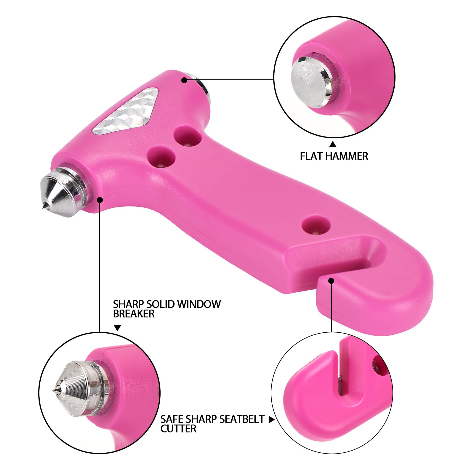 MOTORBUDDY pink seatbelt cutter detail for fast release
