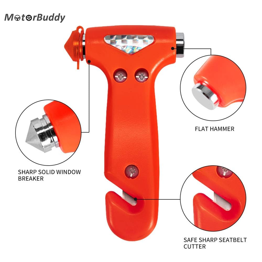MOTORBUDDY red seatbelt cutter and window breaker in one tool