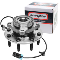 MotorbyMotor front wheel bearing hub with 8 lugs and ABS for Chevy and GMC trucks enhances braking reliability.
