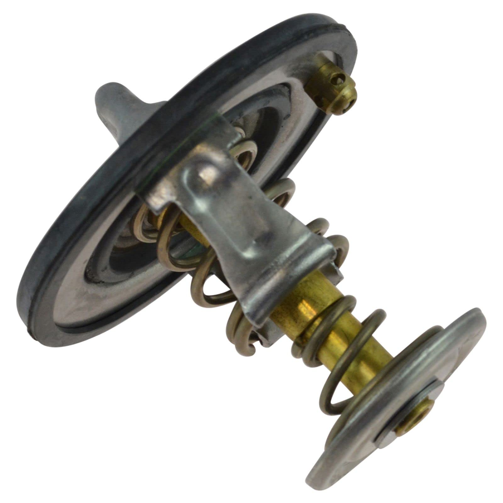 Motorcraft RT1201 thermostat top view for Ford engines, durable temperature control.