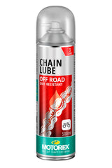 Motorex Chain Lube 622 Offroad Spray bottle provides smooth lubrication for motocross chains.