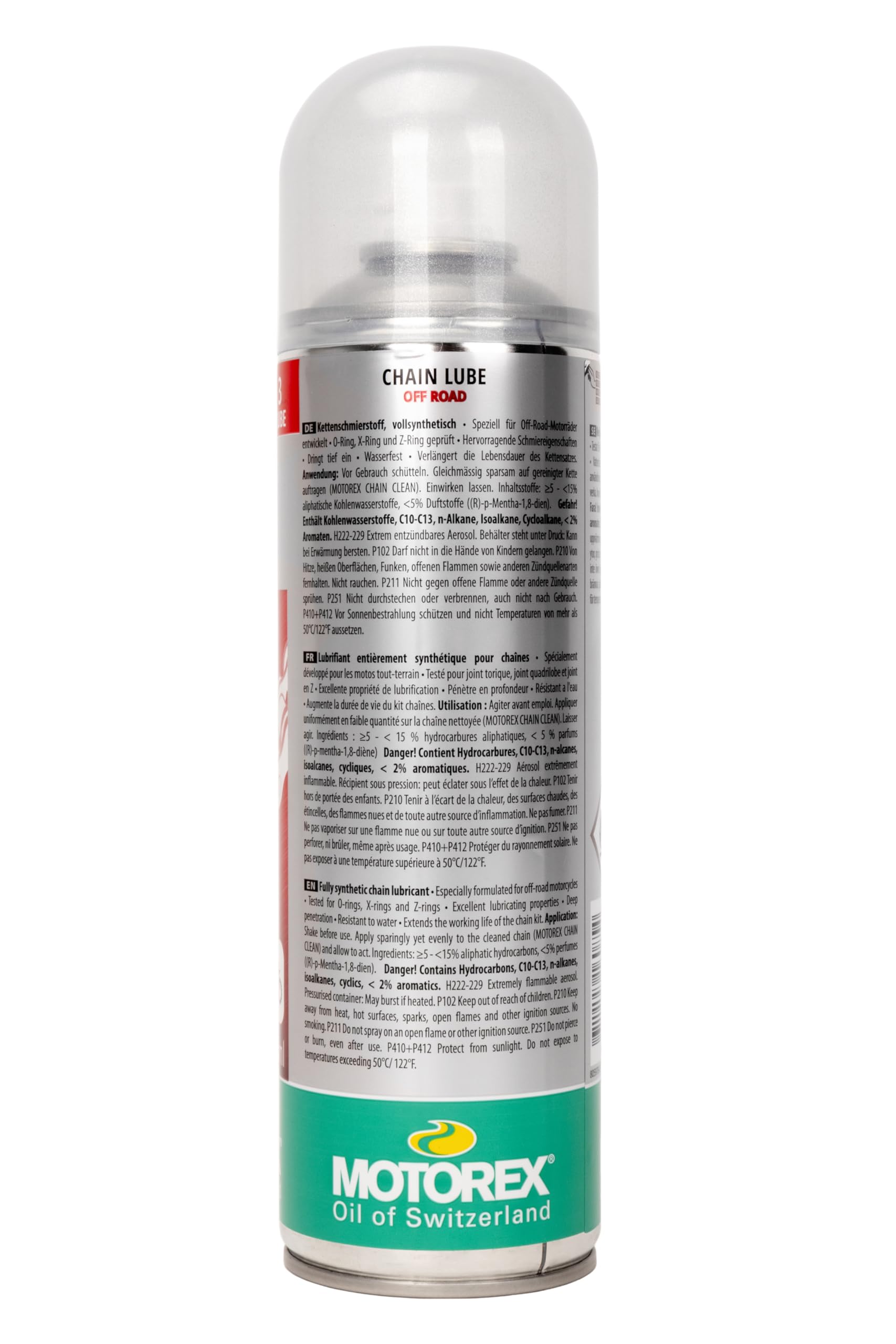 Motorex Chain Lube 622 on-chain application supports endurance riding performance.