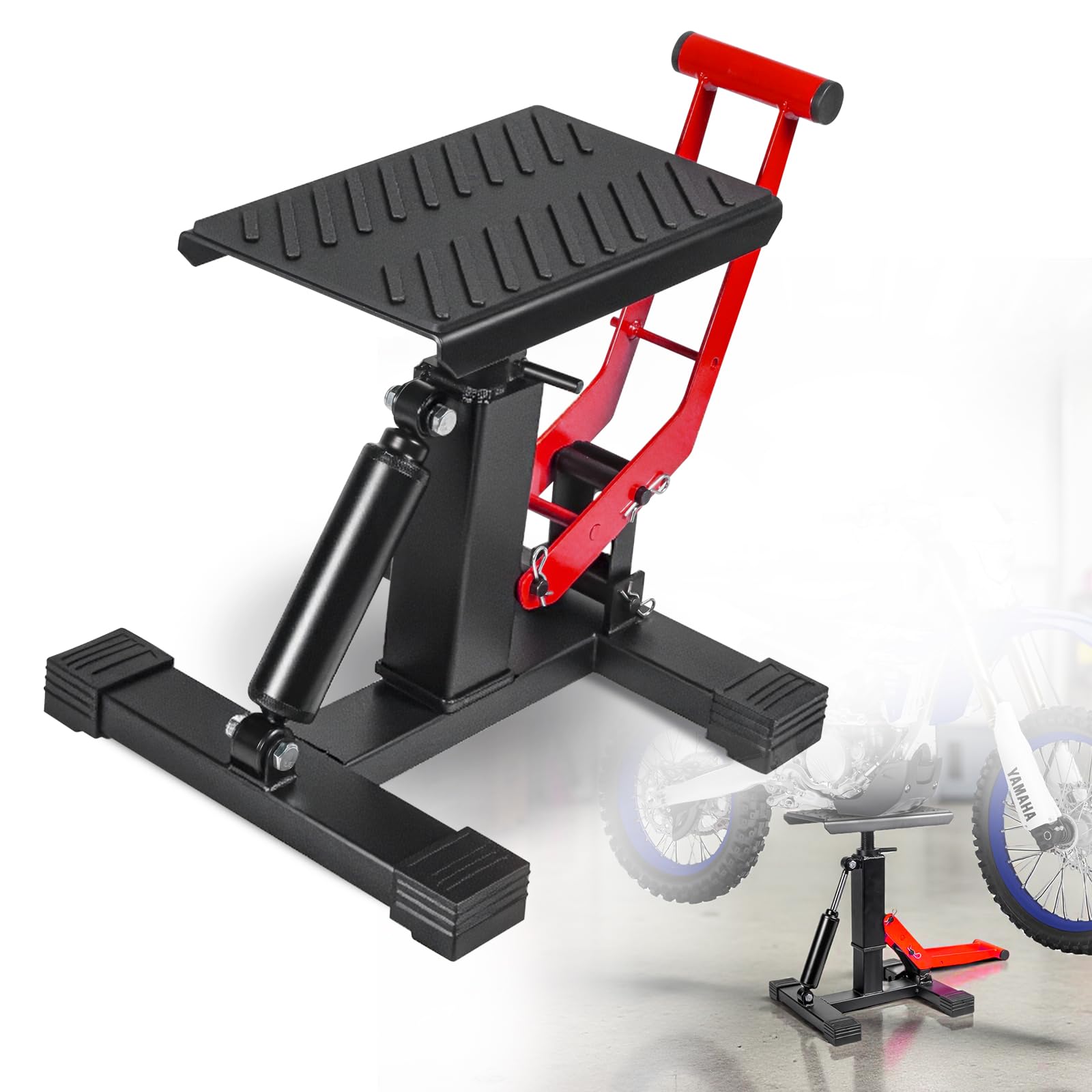 Motoroff adjustable dirt bike stand side view for easy maintenance