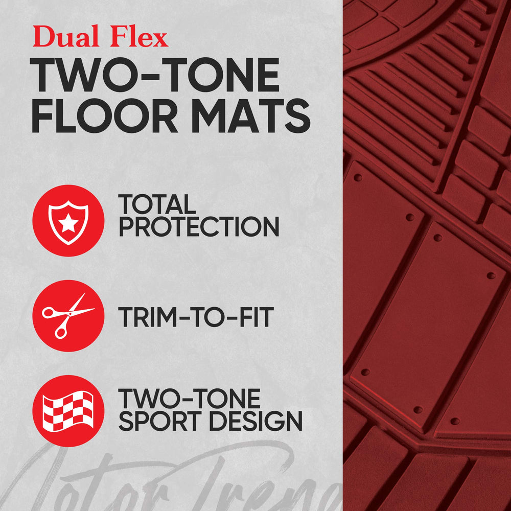 MotorTrend DualFlex rear mats in rugged rubber protectors for muddy or snowy cargo areas