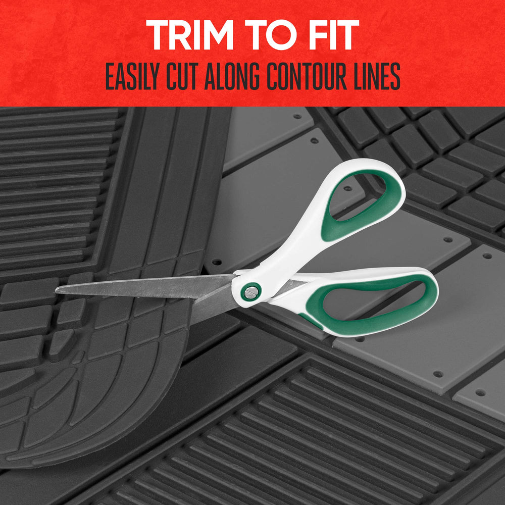 MotorTrend DualFlex trim-to-fit lines showing easy customization to fit most vehicles