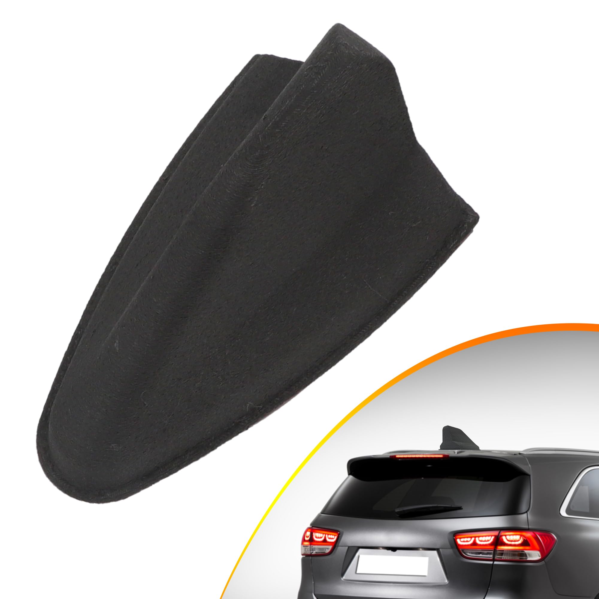 MOTOQUEEN shark-fin antenna cover front view showing seamless integration.