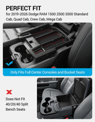 Motrobe center console organizer tray side view with non-slip mats