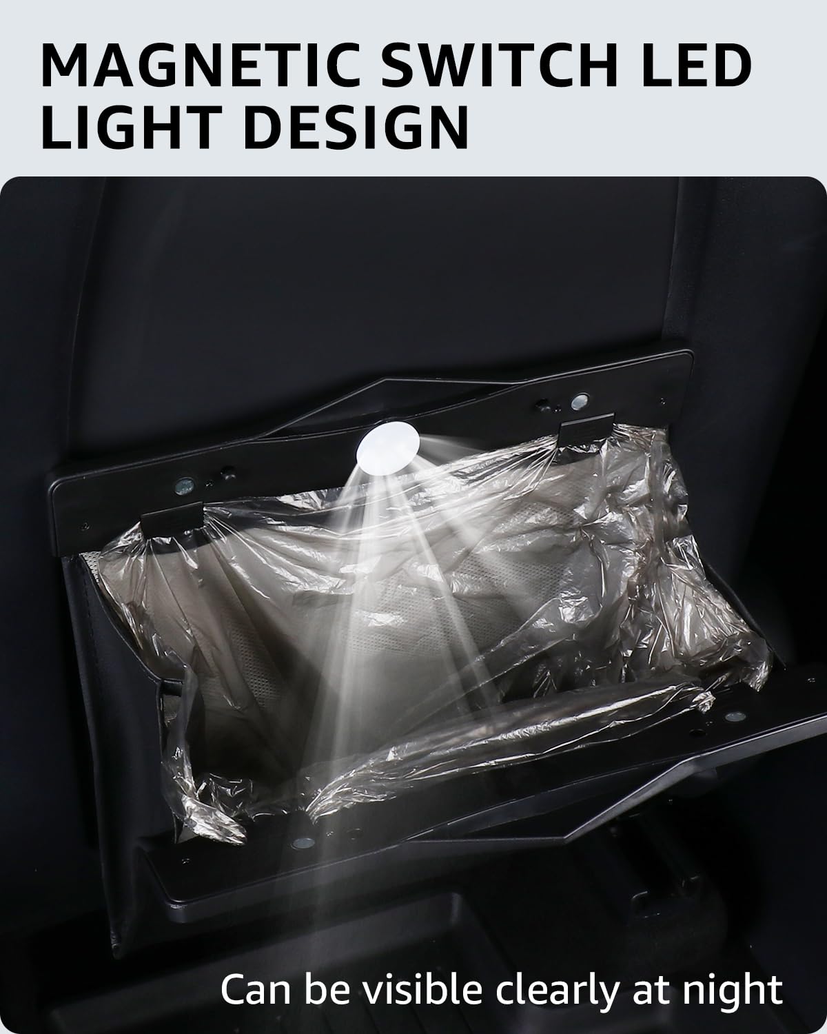Motrobe Model 3 trash can waterproof faux leather complements interior.