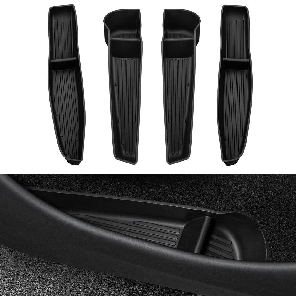 Motrobe Model Y Juniper door pocket liner close-up showing precise fit and anti-slip surface