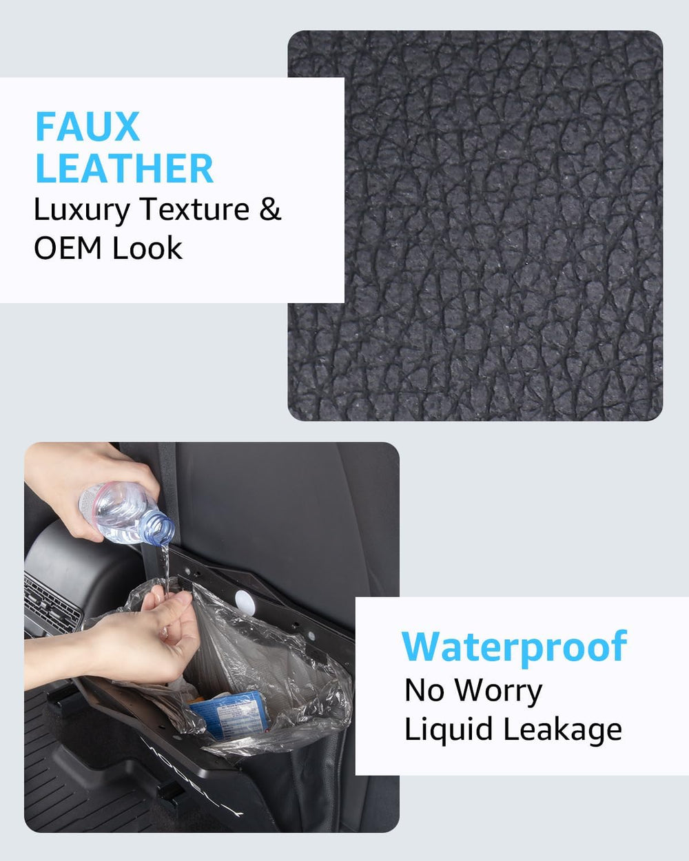 Motrobe Model Y suede texture detail adds a premium look to the interior.