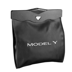 Motrobe Model Y trash bin with magnetic closure for quick, tidy car organization.
