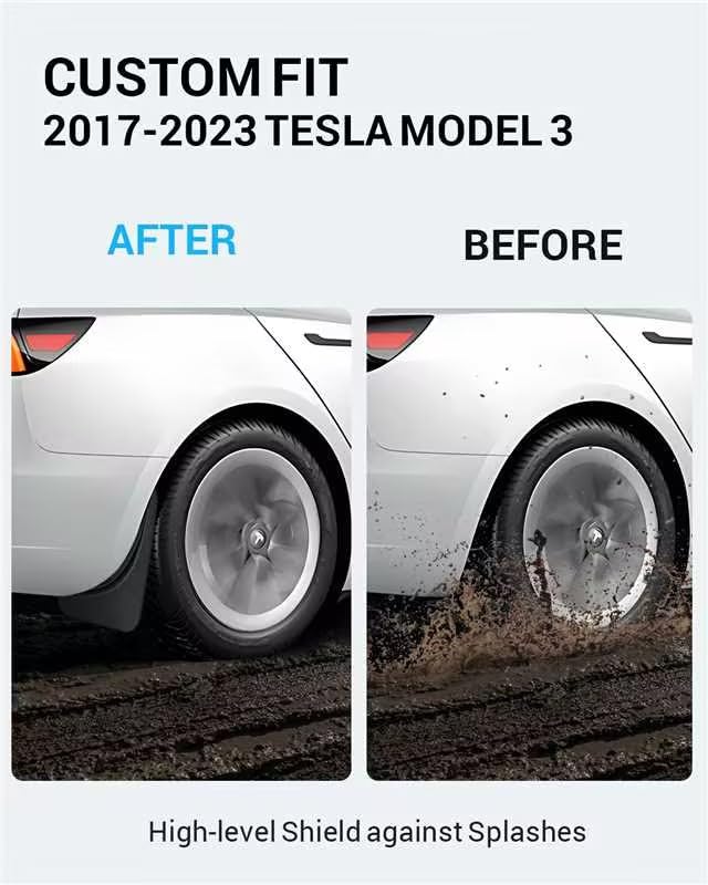 Motrobe Tesla Model 3 mudflap front-right shields against spray and splash on highways.