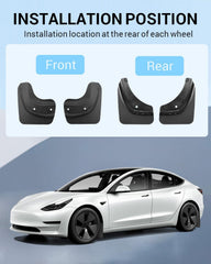 Motrobe Tesla Model 3 mudflap rear-left guards underbody from weather and salt spray.