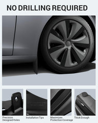 Motrobe Tesla Model 3 mudflap rear-right supports rocks and slush on rough roads.