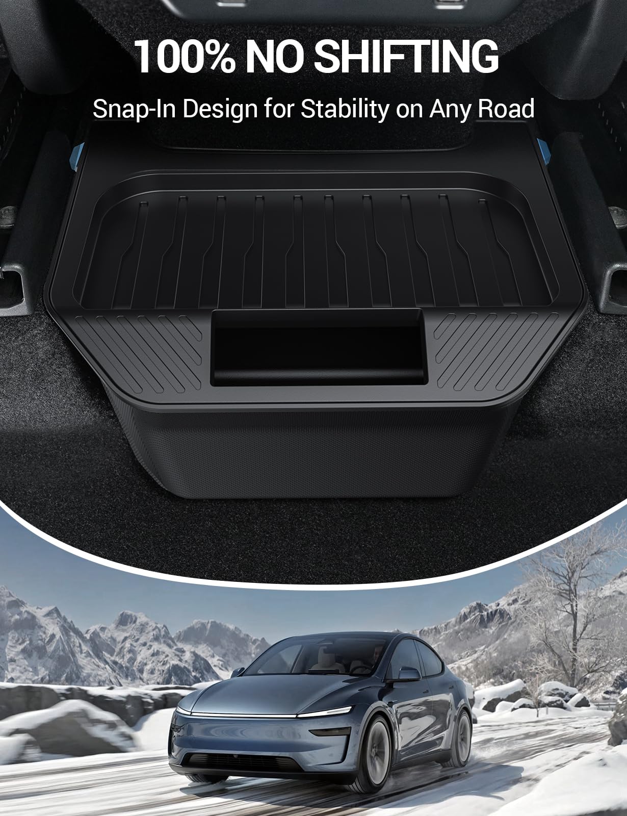 Motrobe Model Y Juniper organizer with side-locking system for quiet rides