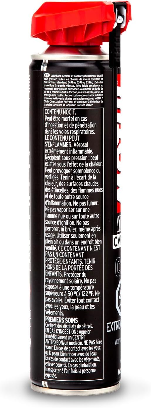 Motul C2 Chain Lube Road on a street bike during maintenance