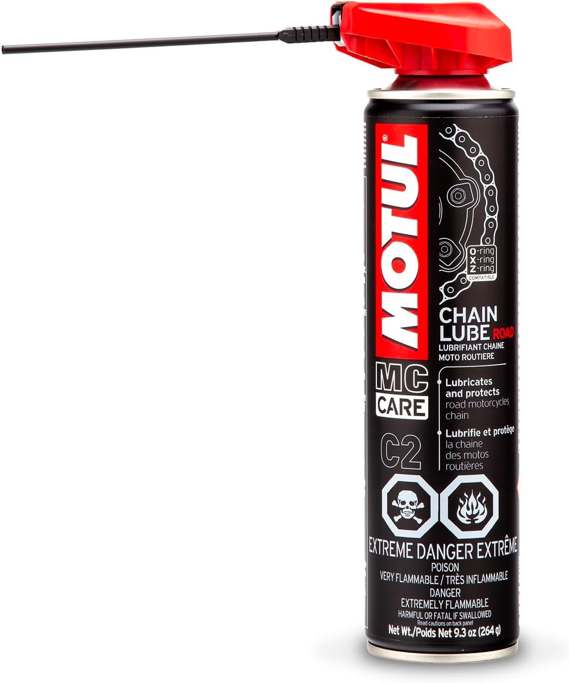 Motul C2 Chain Lube Road packaging and case setup for shop use