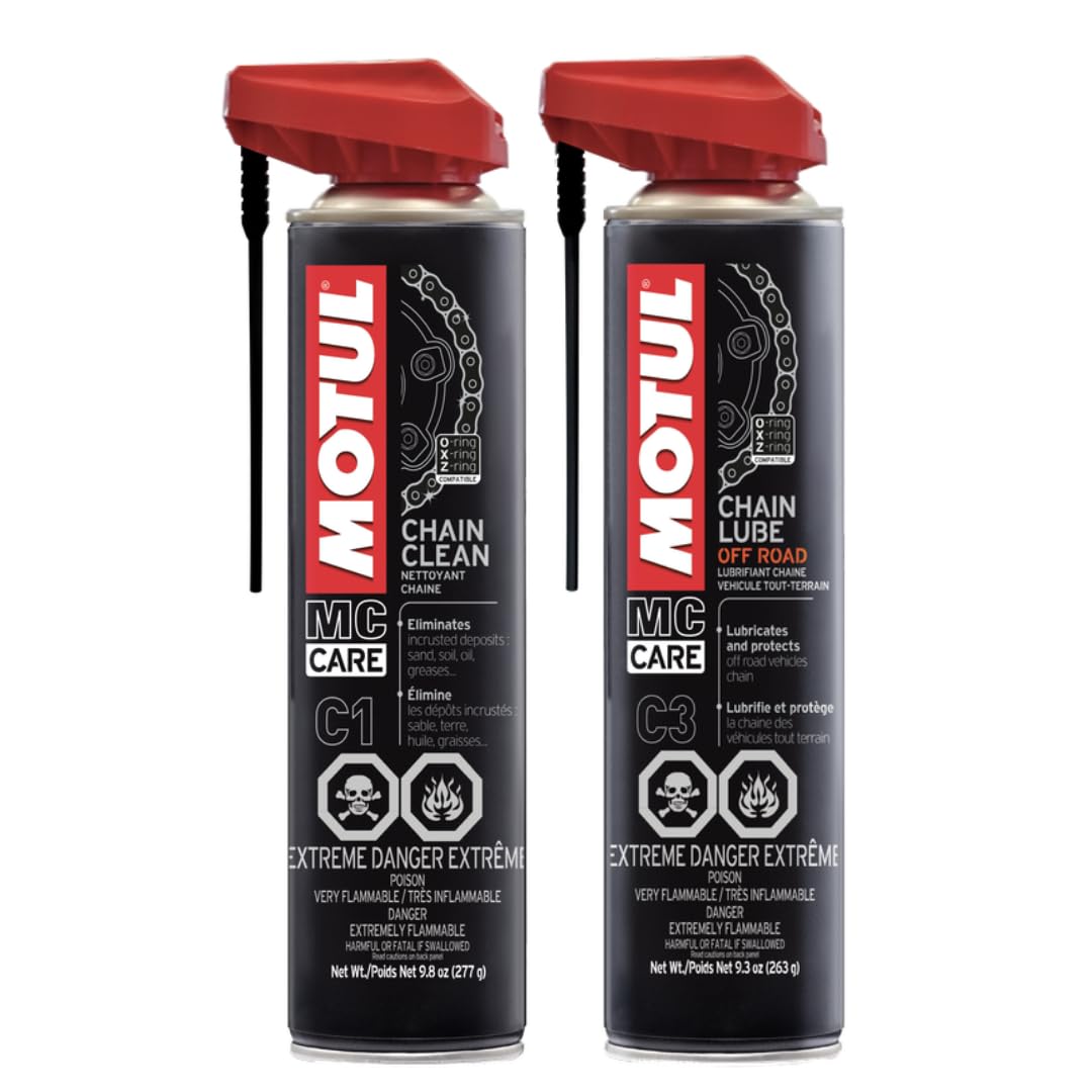 Motul Chain Care Set chain-cleaner-dispense removes grime for smoother chain movement