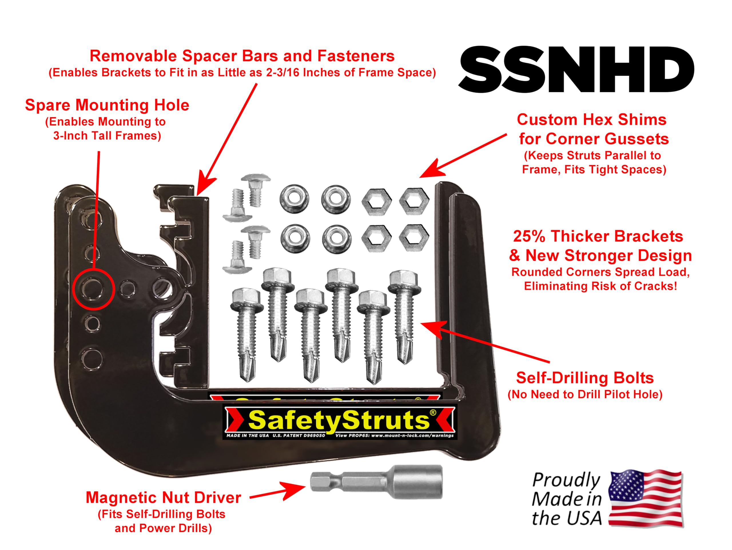 Magnetic Nut Driver in use with SafetyStruts enables quick DIY installation.