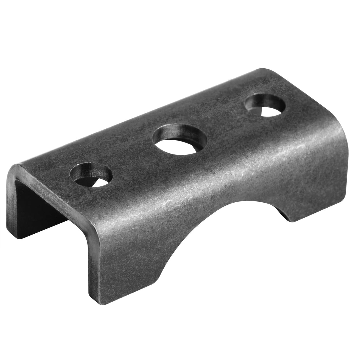 MOUNTAIN_ARK trailer axle spring perch seat close-up for secure leaf-spring mounting on 2-3/8 inch tubes.