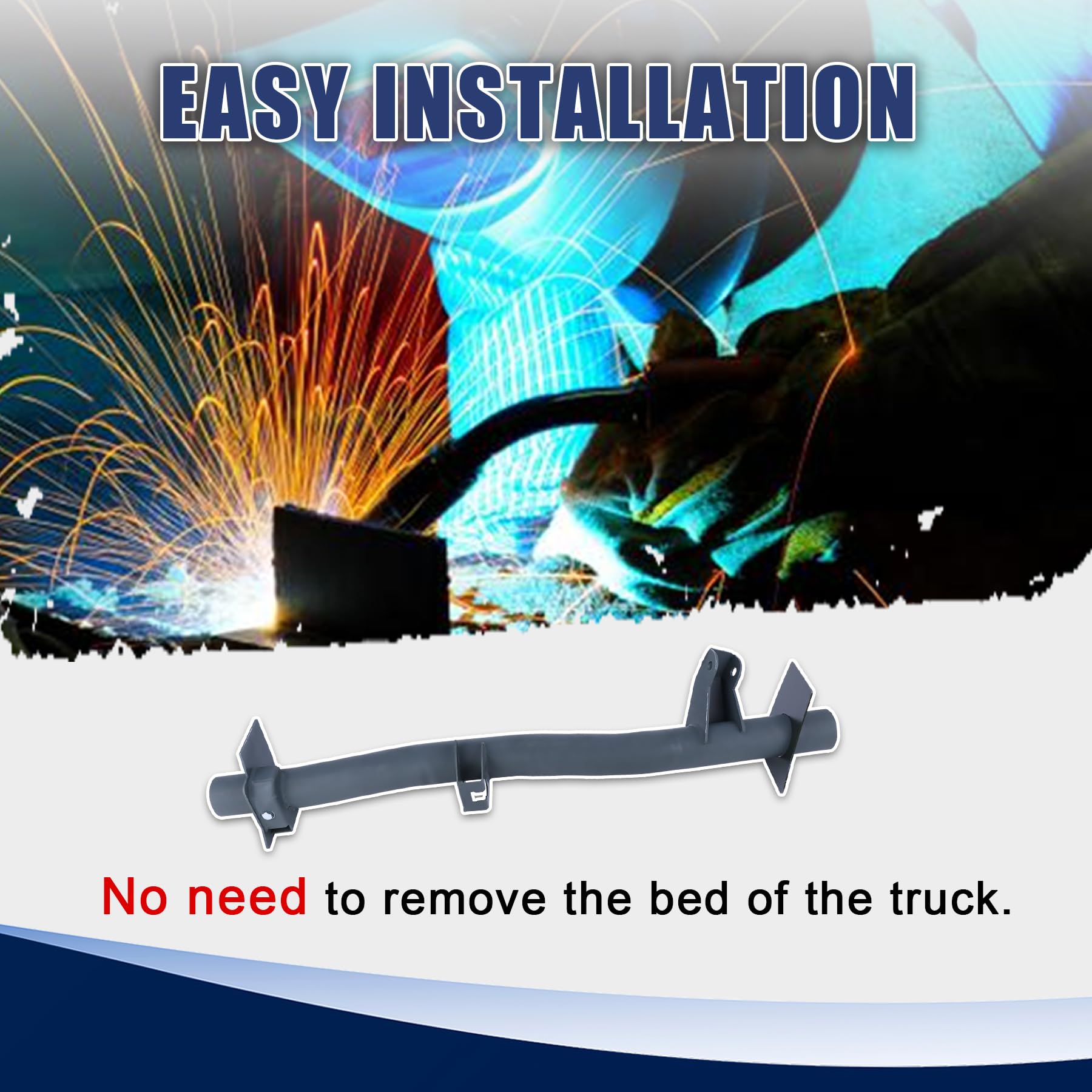 Mountainpeak installation without bed removal for quick crossmember replacement.