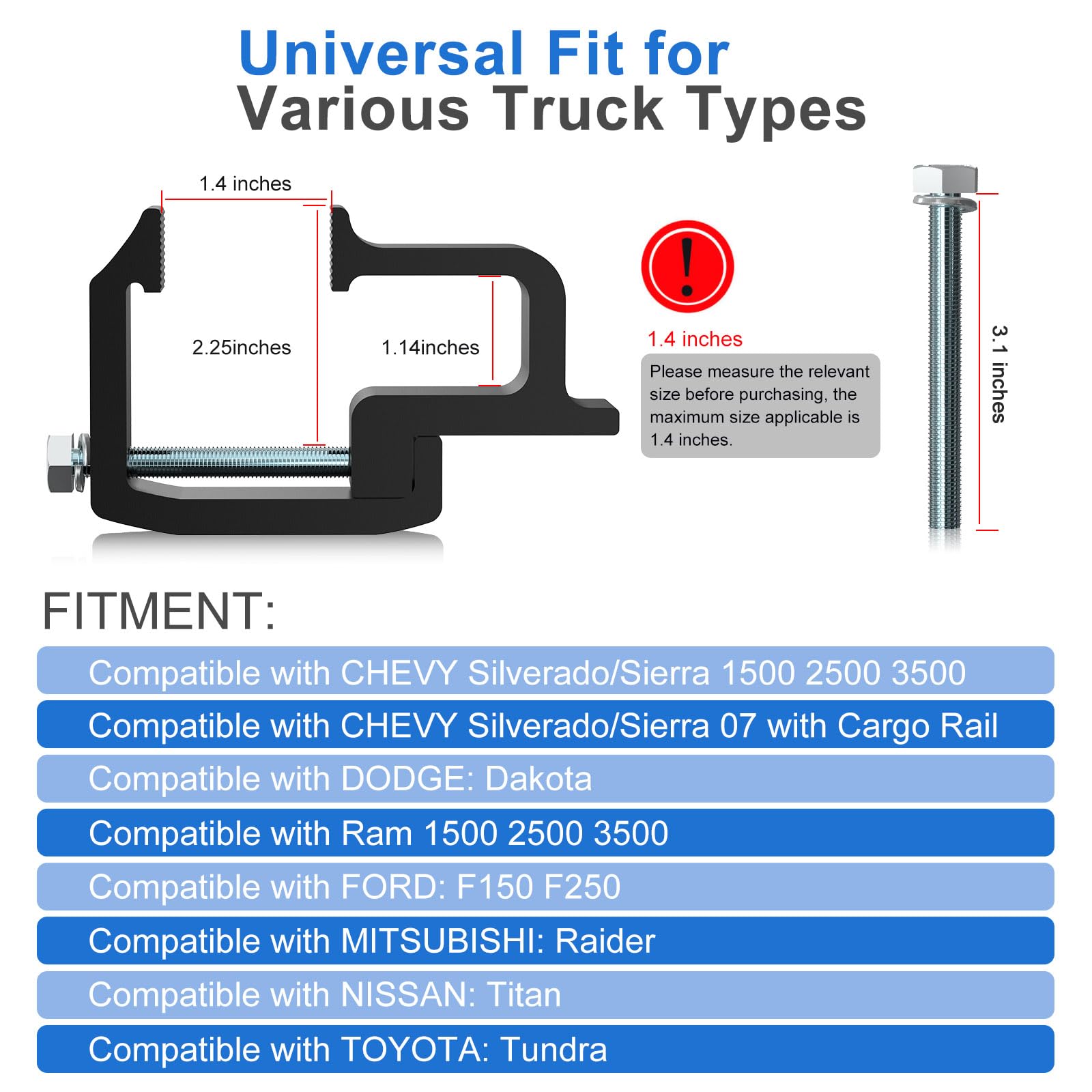 Moveland Chevy Silverado clamps ensuring secure mounting for Chevy trucks.