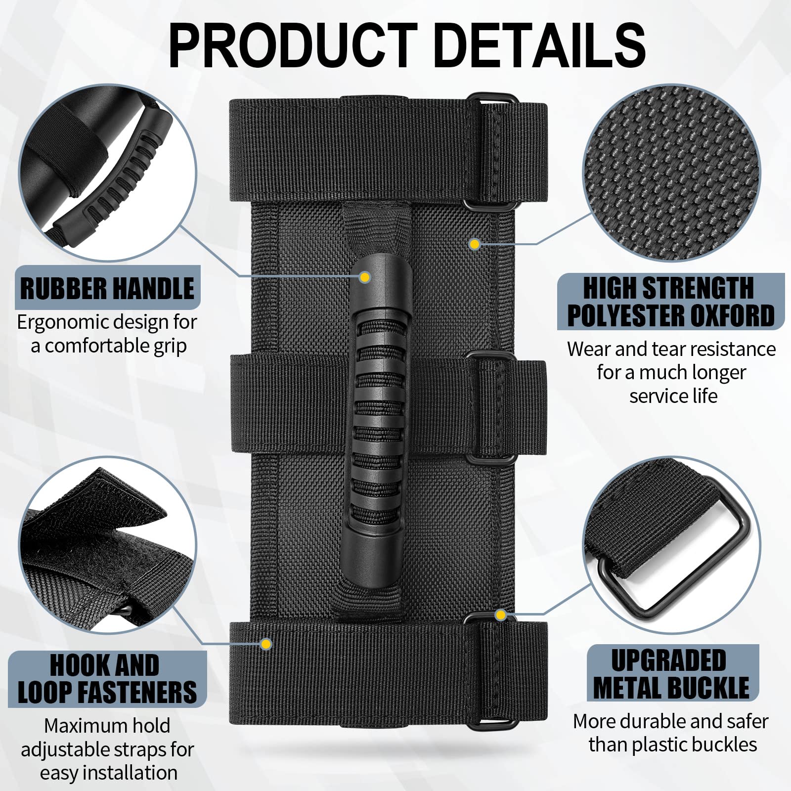 moveland grab bar handle quick-install 3-strap design for secure mounting