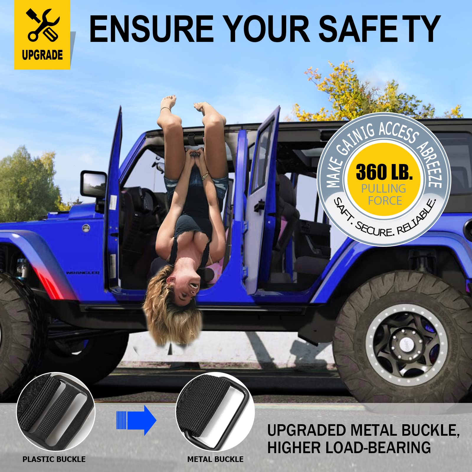moveland grab bar handle universal strap system for fast, tool-free installation