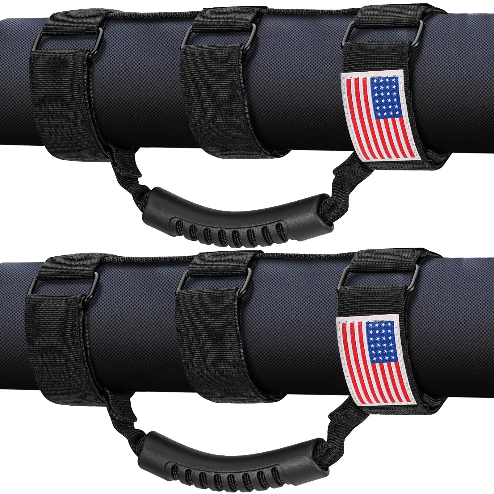 Moveland roll bar grab handle with US flag, front view, easy entry point.