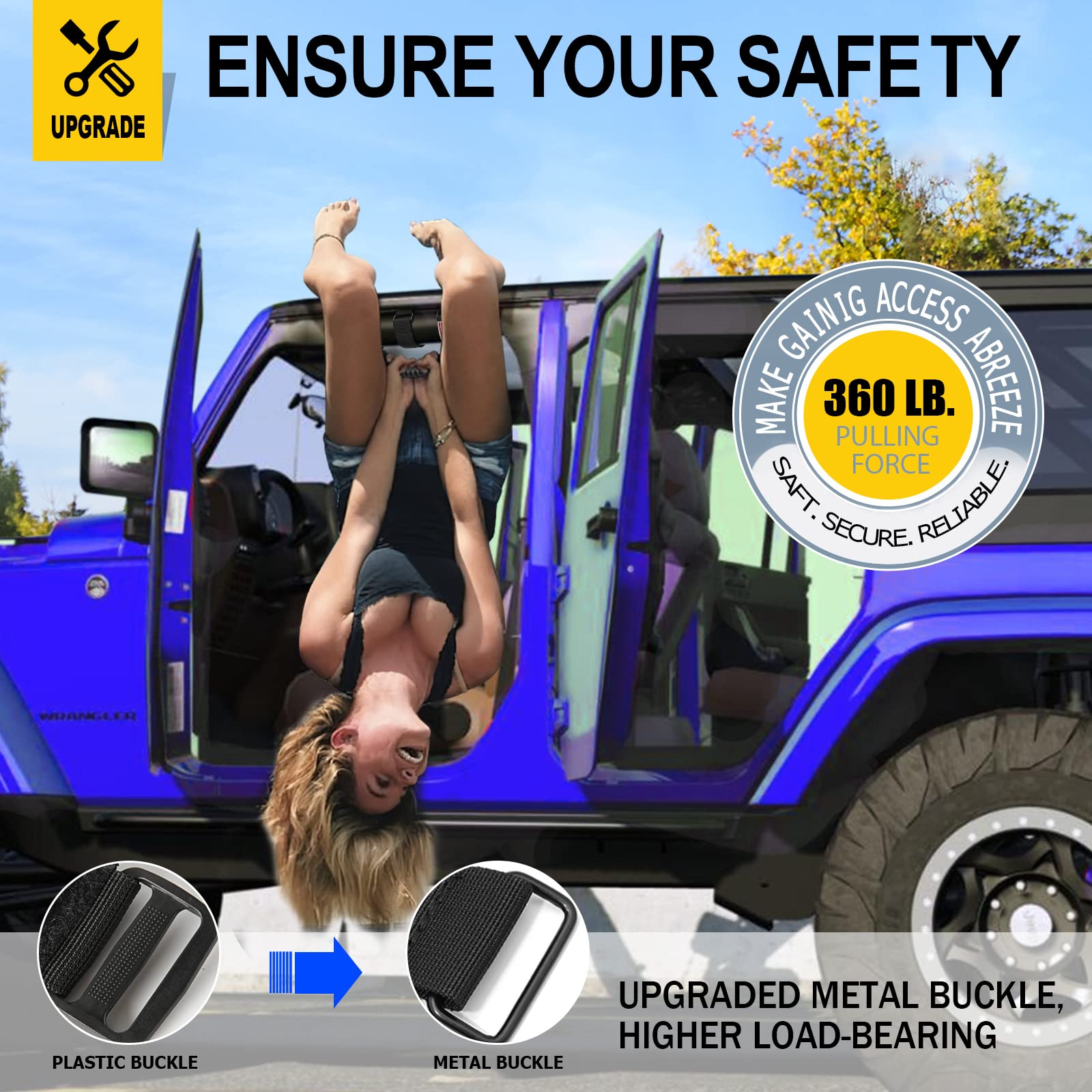 moveland upgraded metal buckle close-up showing high-strength grip capacity
