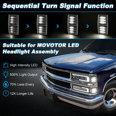 MOVOTOR side-marker with sequential turn pattern enhances signaling on Chevy C/K.