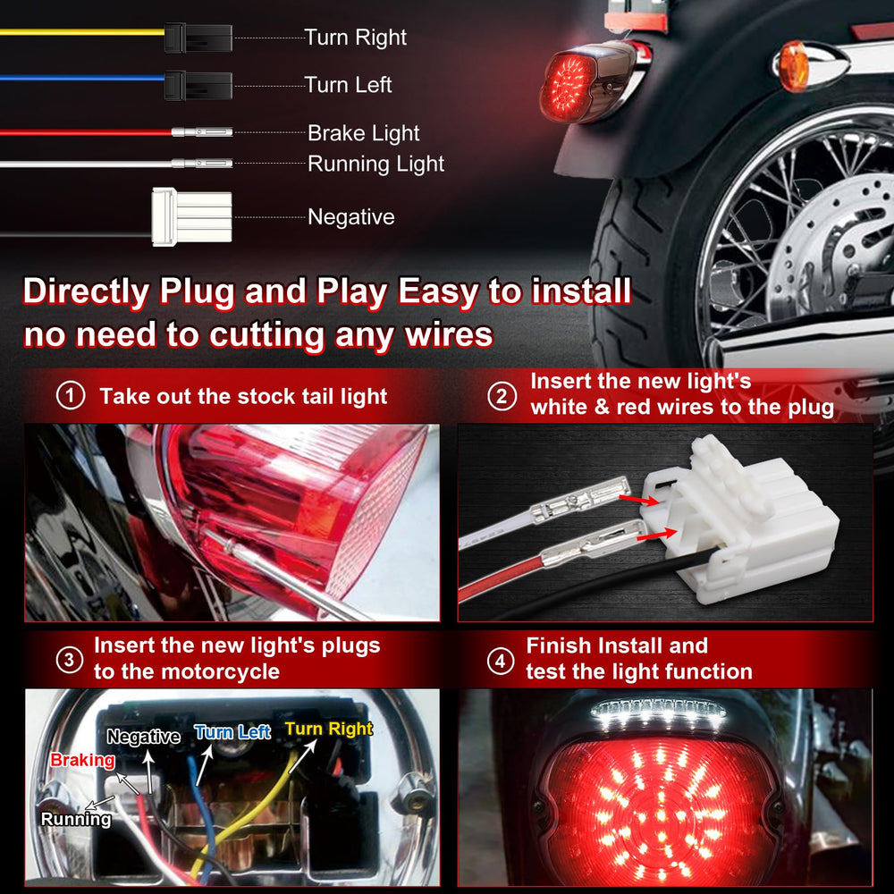 MOVOTOR plug-and-play wiring simplifies mounting on compatible Harley models.