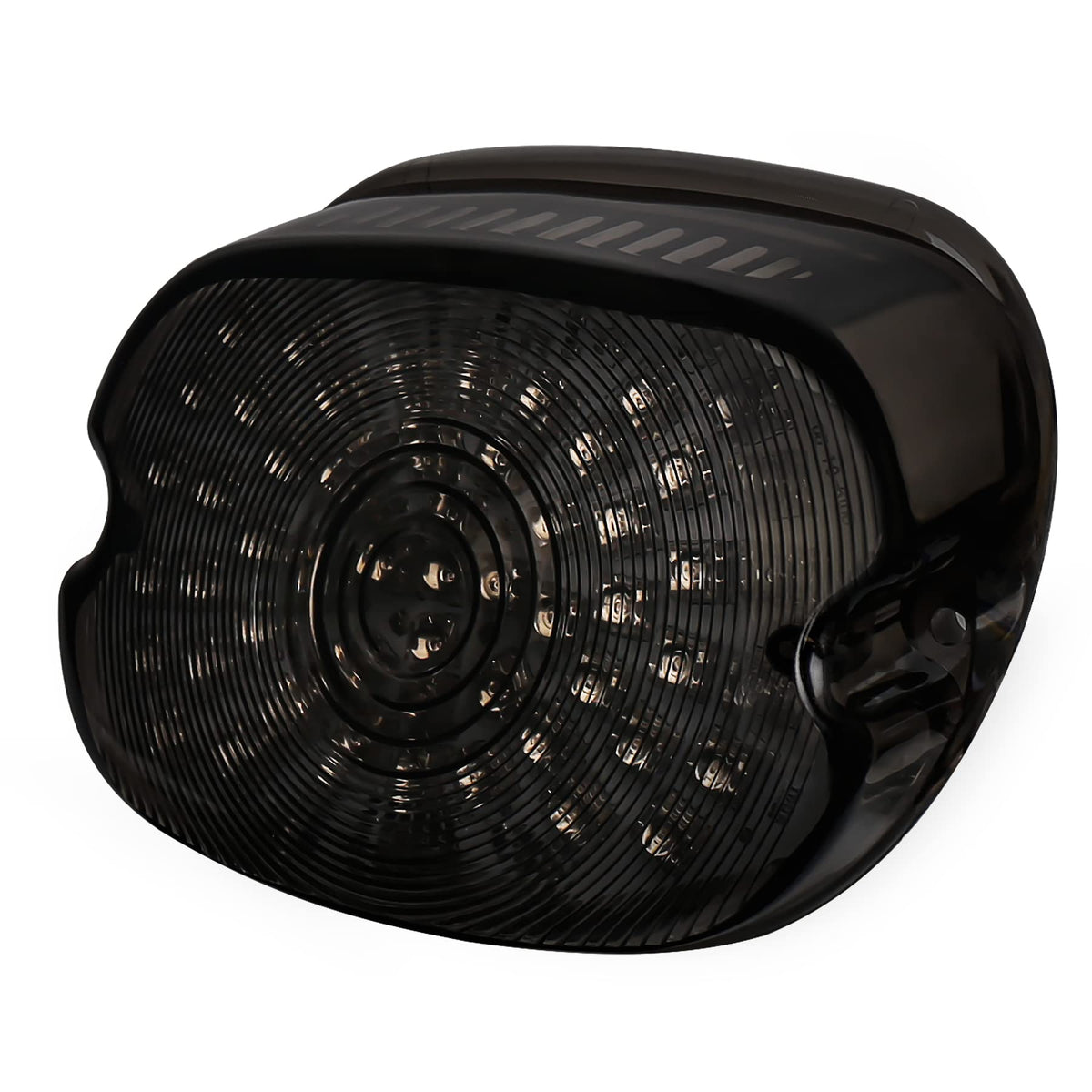 MOVOTOR smoked LED tail light rear view highlights low profile for cleaner Harley fender lines.