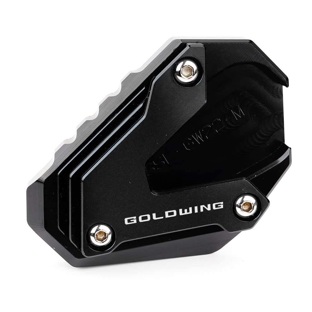MOWOK Goldwing kickstand foot pad blue improves upright stance on uneven surfaces.