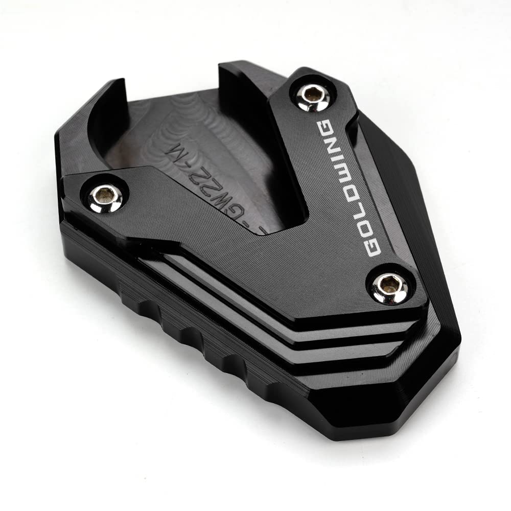 MOWOK Goldwing kickstand foot pad red provides stable support on hot pavement.