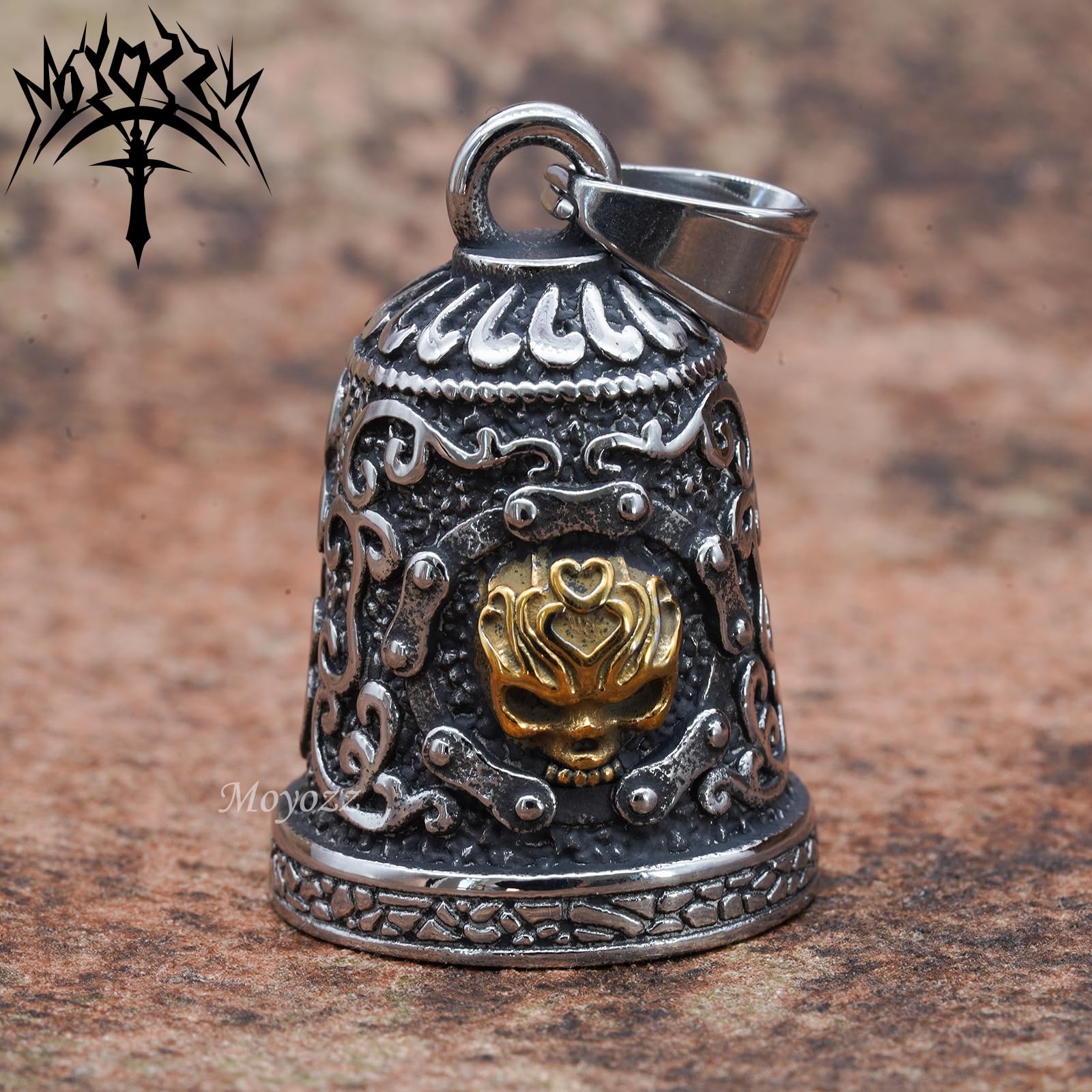 MOYOZZ 3D relief skull detail showcases craftsmanship and rugged biker style.