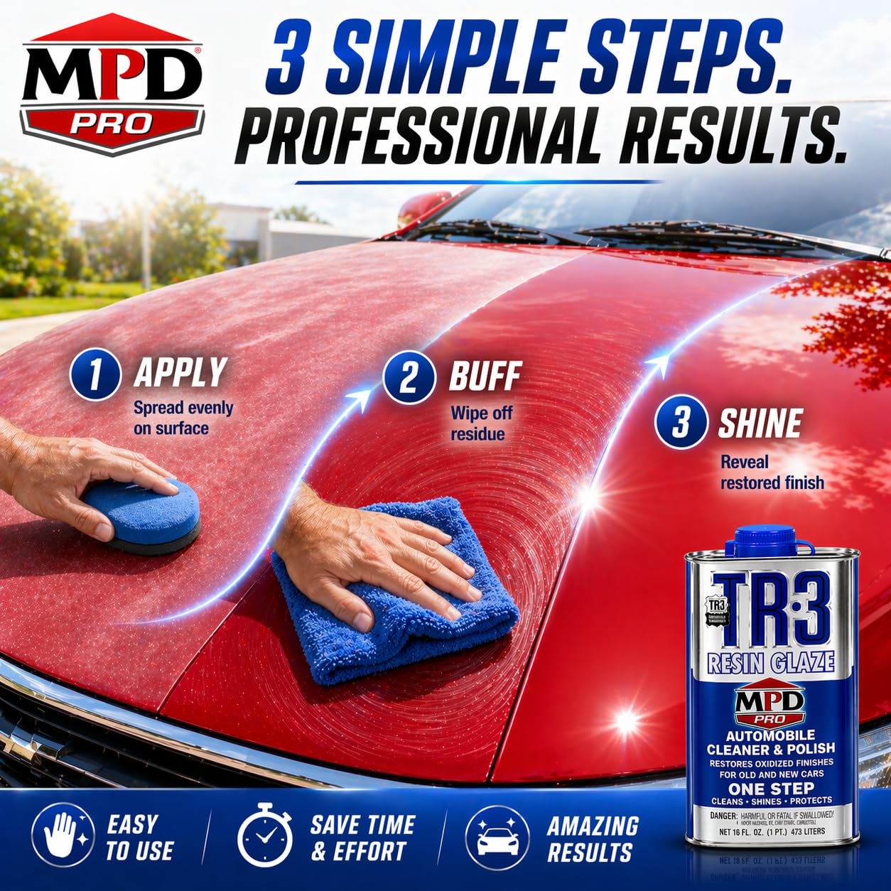 MPD Cobalt Charm TR scratch removal closeup shows effective oxidation restoration potential.