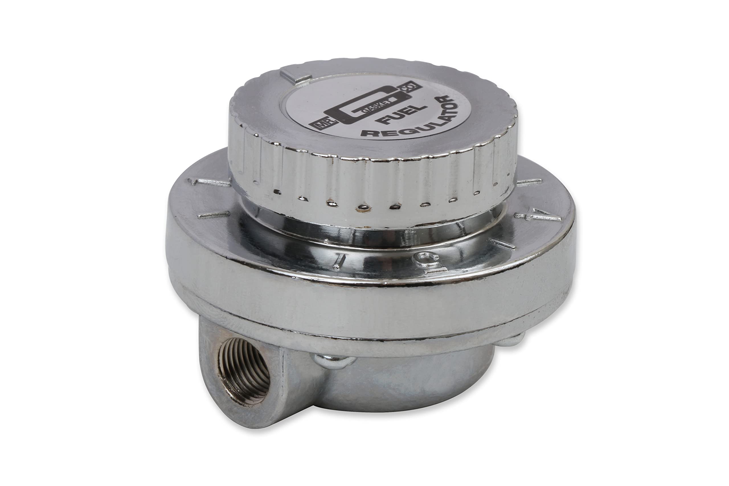 Mr. Gasket 9710 chrome regulator assembly kit, ready for installation.