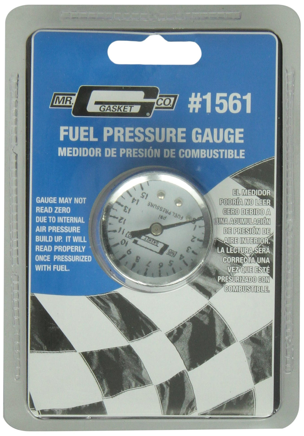 Mr. Gasket gauge showing a 270-degree sweep for quick checks.