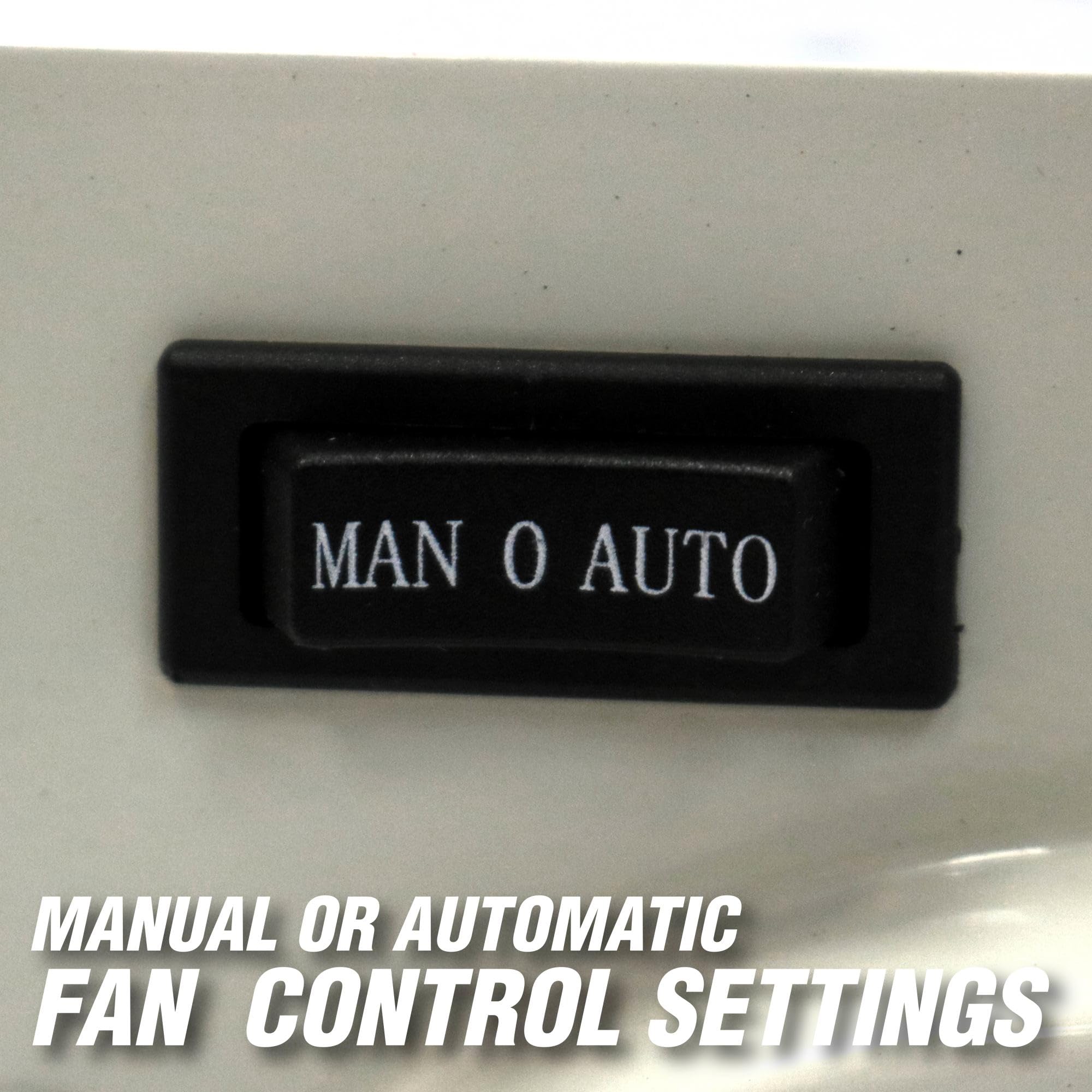 Mr. Heater vent-free blower kit connected to power outlet for reliable air circulation.