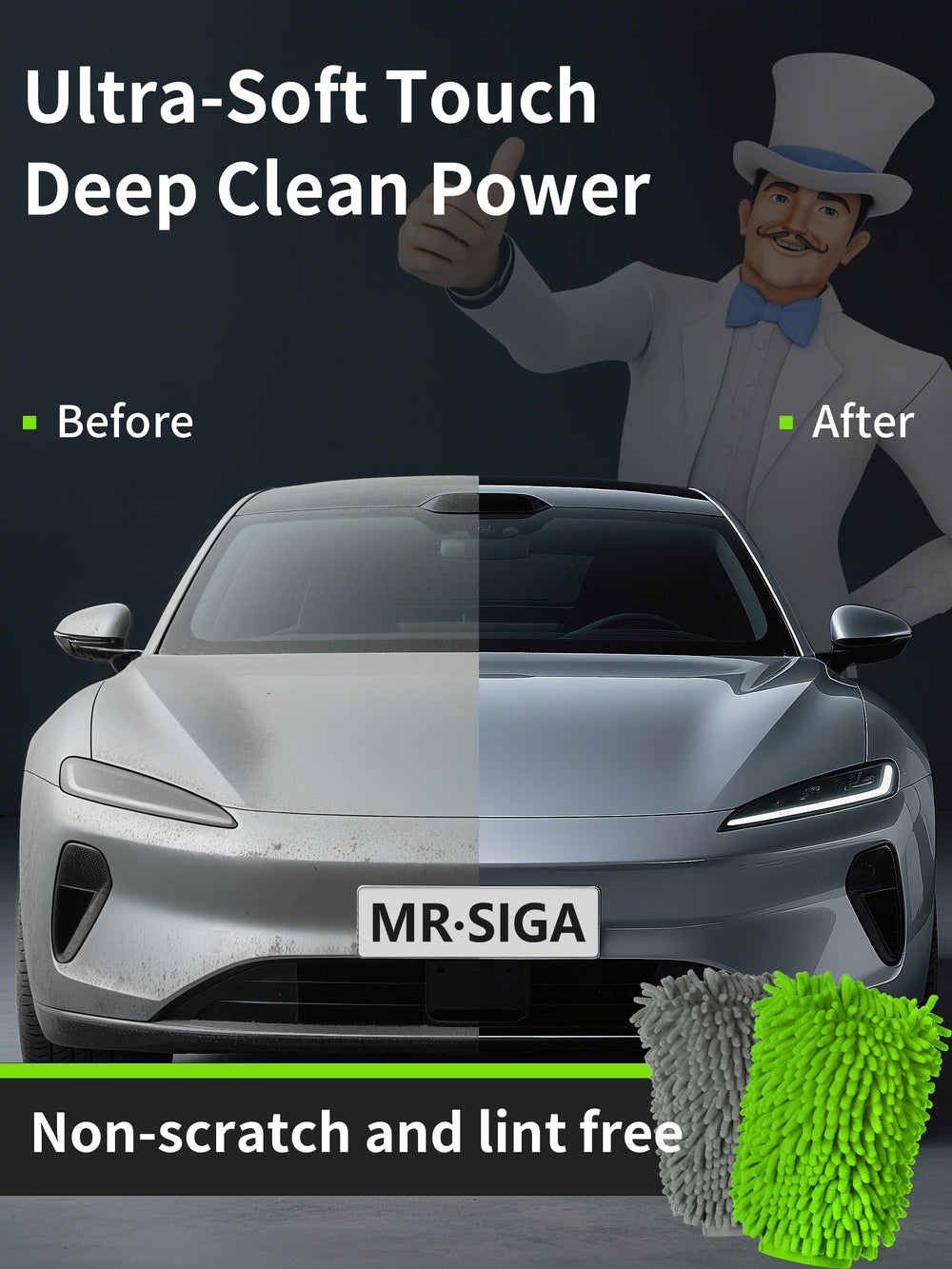 MR.SIGA mitt being machine washed to illustrate reuse and care.