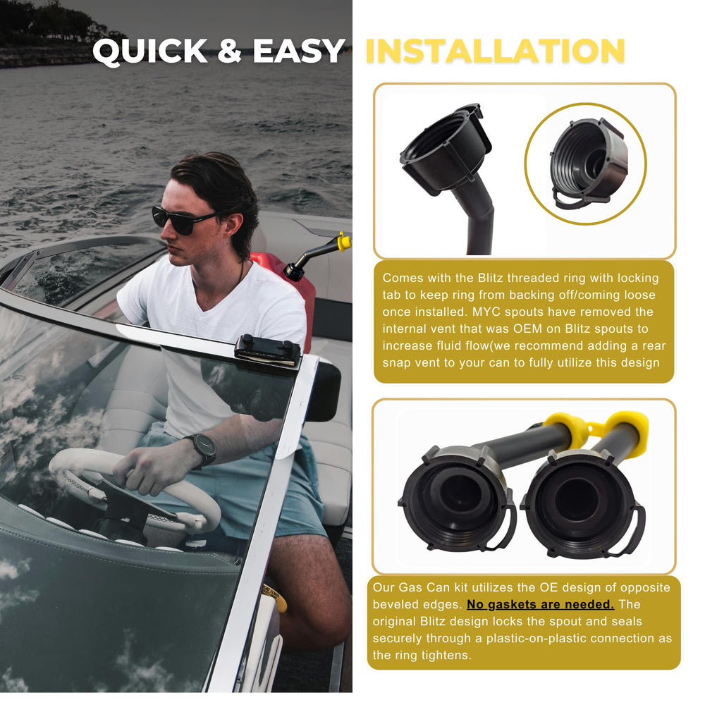 Mr. Yellow Cap durable HDPE spout design resists wear.