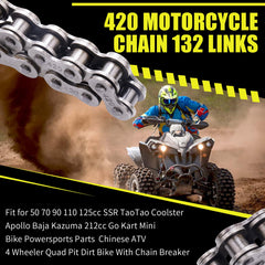 MRELC 132-link chain laid out to help measure fit for bikes